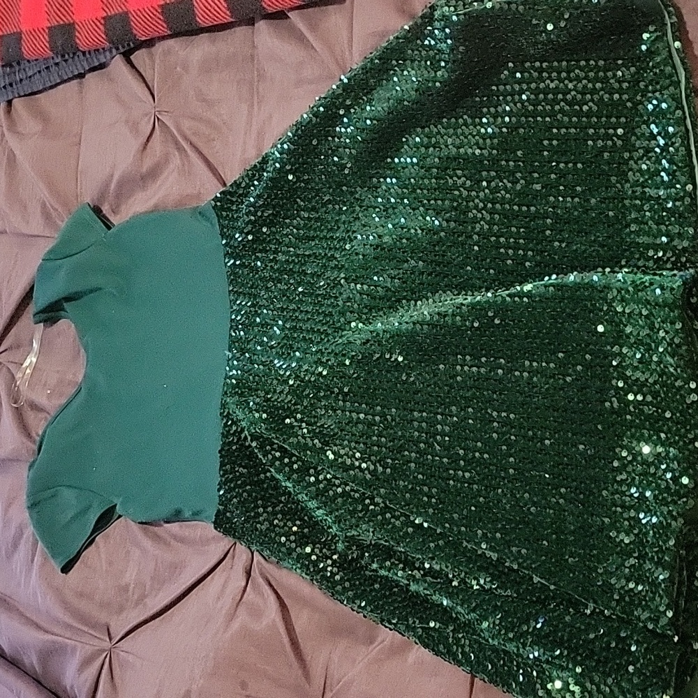 Green girls sequin dress